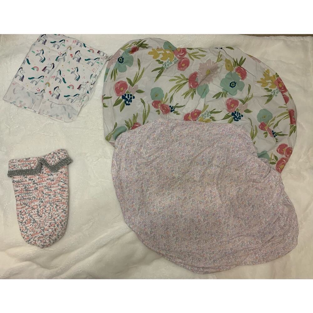 Baby Girl Crib‎ Bedding Set Floral Unicorn Pastel Multicolor 4pc